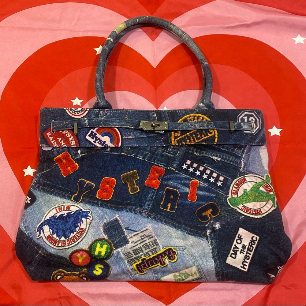 RARE Hysteric Glamour Patchwork Print Denim Birkin Bag